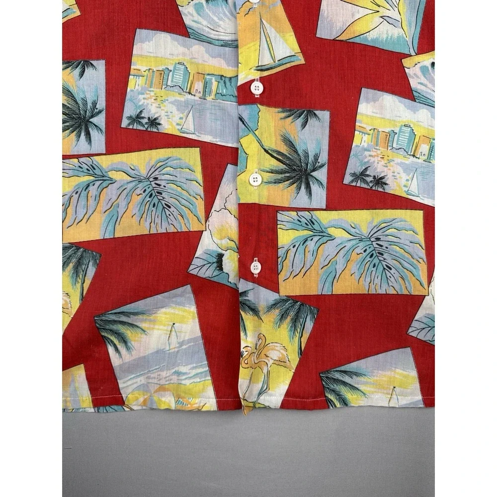Vintage Oceanaire Hawaiian Shirt Mens Medium Floral Tropical Made in USA Red M